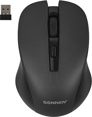 Мышь беспроводная с бесшумным кликом Sonnen V18 USB 800/1200/1600 dpi 4 кнопки черная 513514