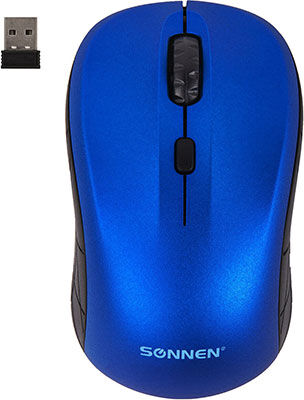 Мышь беспроводная Sonnen V-111 USB 800/1200/1600 dpi 4 кнопки оптическая синяя 513519