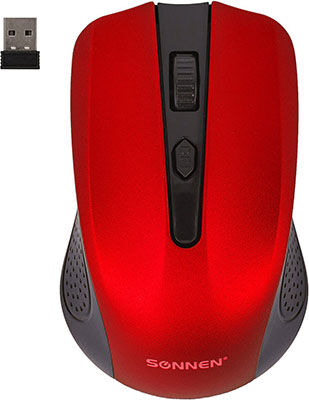 Мышь беспроводная Sonnen V99 USB 800/1200/1600 dpi 4 кнопки оптическая красная 513529