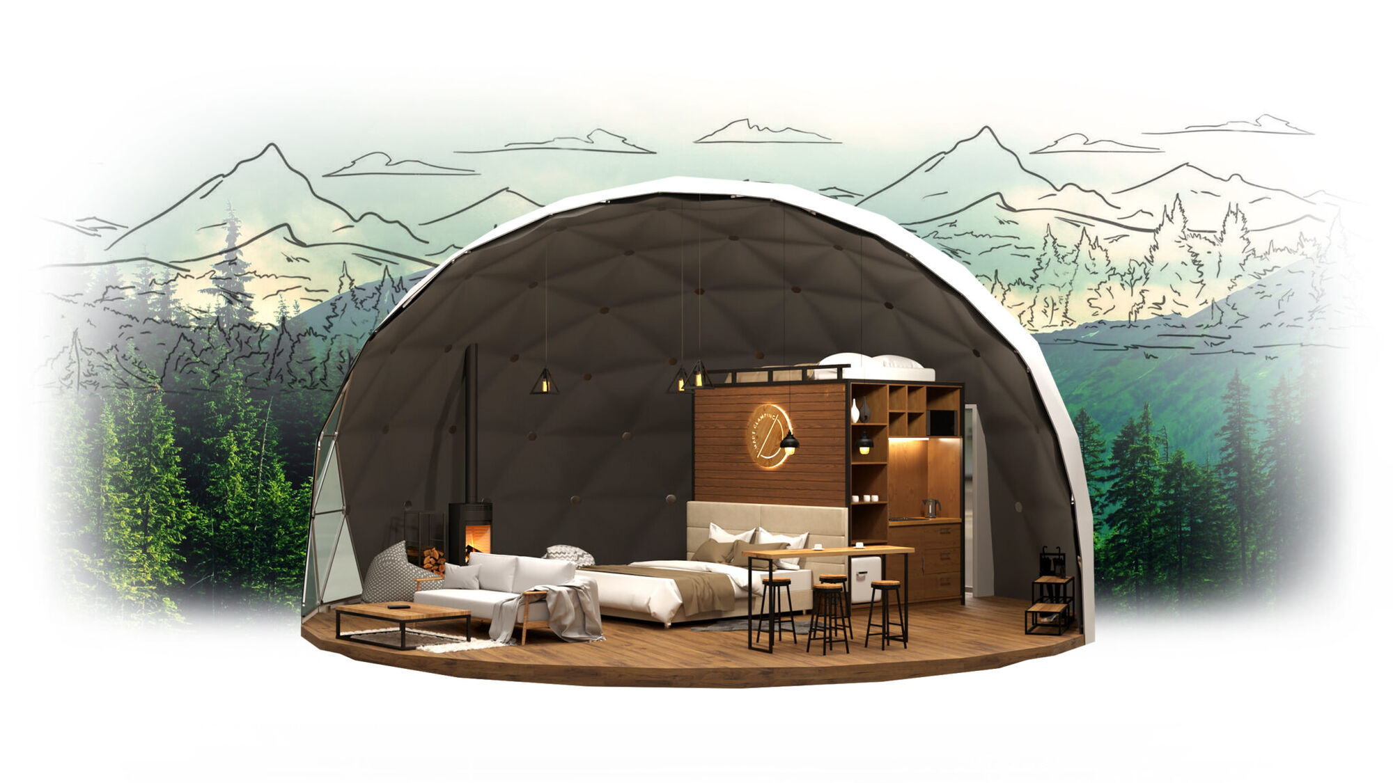Сферы и дома для глэмпинга, купольные шатры #8