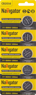 Элемент питания литиевый CR2016 94 763 NBT-CR2016-BP5 (блист.5шт) Navigator 94763 NAVIGATOR 