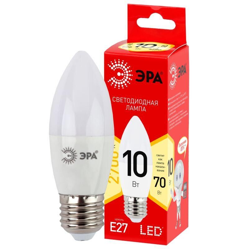 Лампа светодиодная LINE LED B35-10W-827-E27 R B35 10Вт свеча E27 тепл. бел. ЭРА Б0052377 Эра