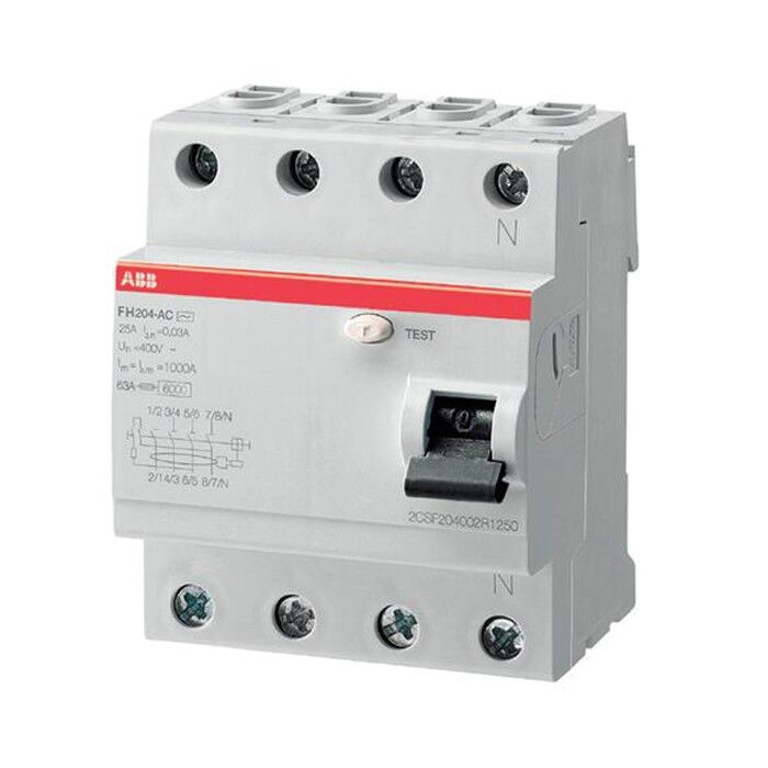 Выключатель дифференциального тока (УЗО) 4п 63А 300мА тип AC FH204AC-63/0.3 4мод. ABB 2CSF204003R363