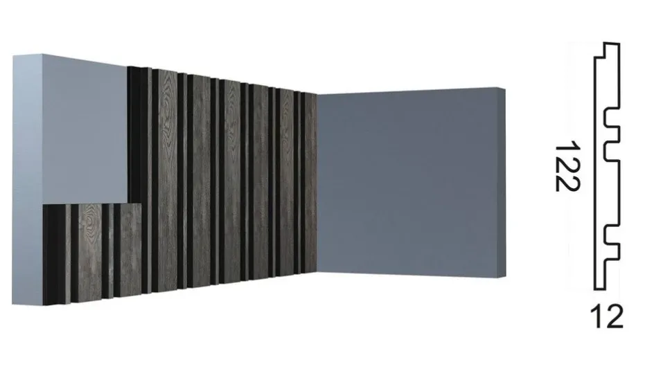 Стеновая панель Kr200SP-2/2,7 122х12х2700 мм "Серое дерево"