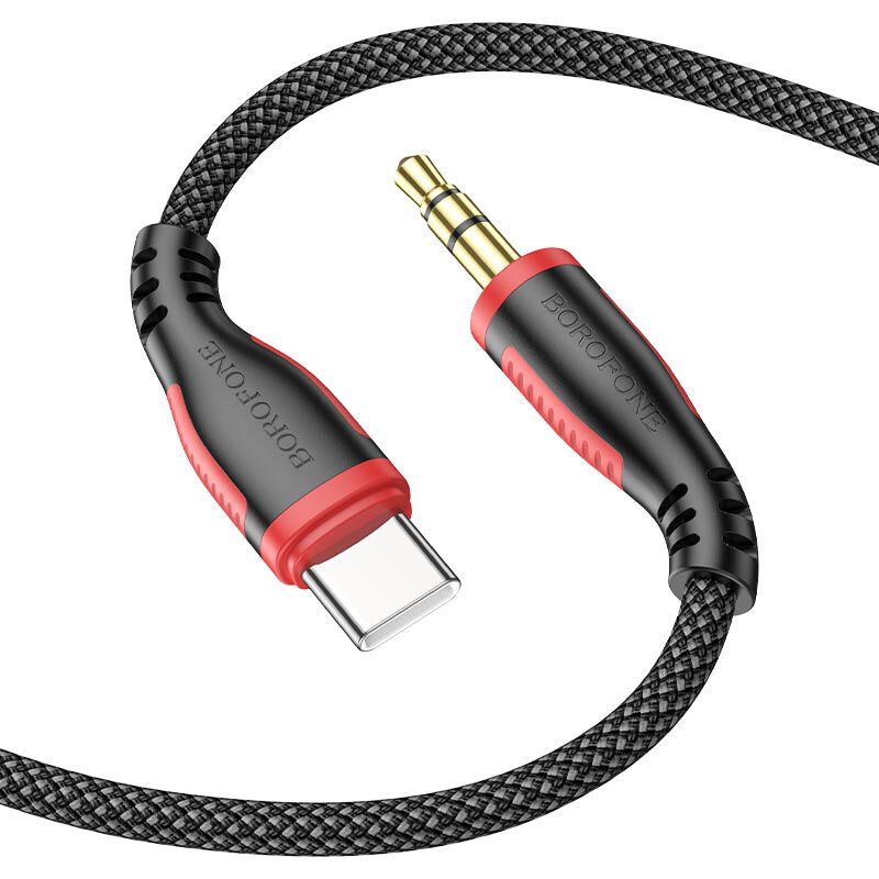 USB кабель шт.Type-C - шт.3,5мм 1м, тканевый, чёрный BL14 "Borofone" 3