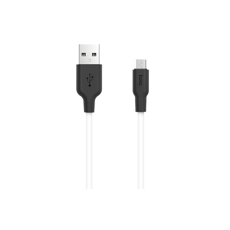 USB кабель для зарядки micro USB "Hoco" X21 (особо прочный, белый) 2.1A, 1м 3