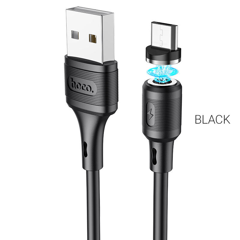 USB кабель для зарядки micro USB "Hoco" X52 (резиновый, магнитный , поворотный) 2.4A, 1м, чёрный 3