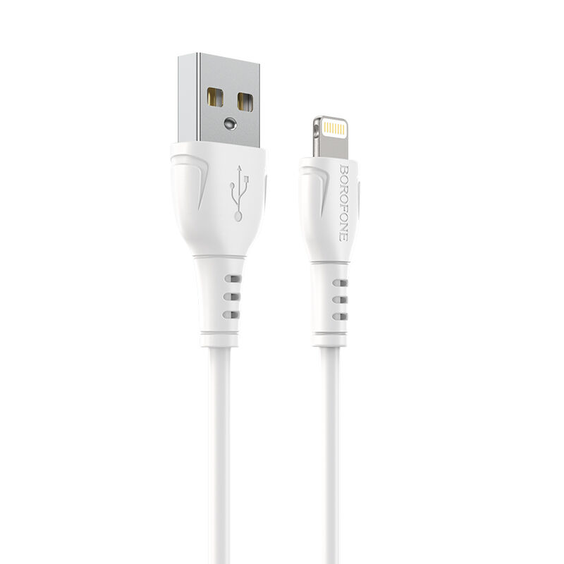USB кабель шт.USB (A) - шт.Lightning 1,0м, 2,4A силиконовый, белый BX51 "Borofone" 3