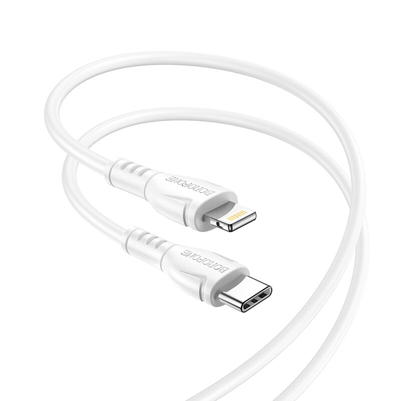 USB кабель шт.Type-C - шт.Lightning 1м, 2,4A силиконовый, белый BX51 "Borofone"