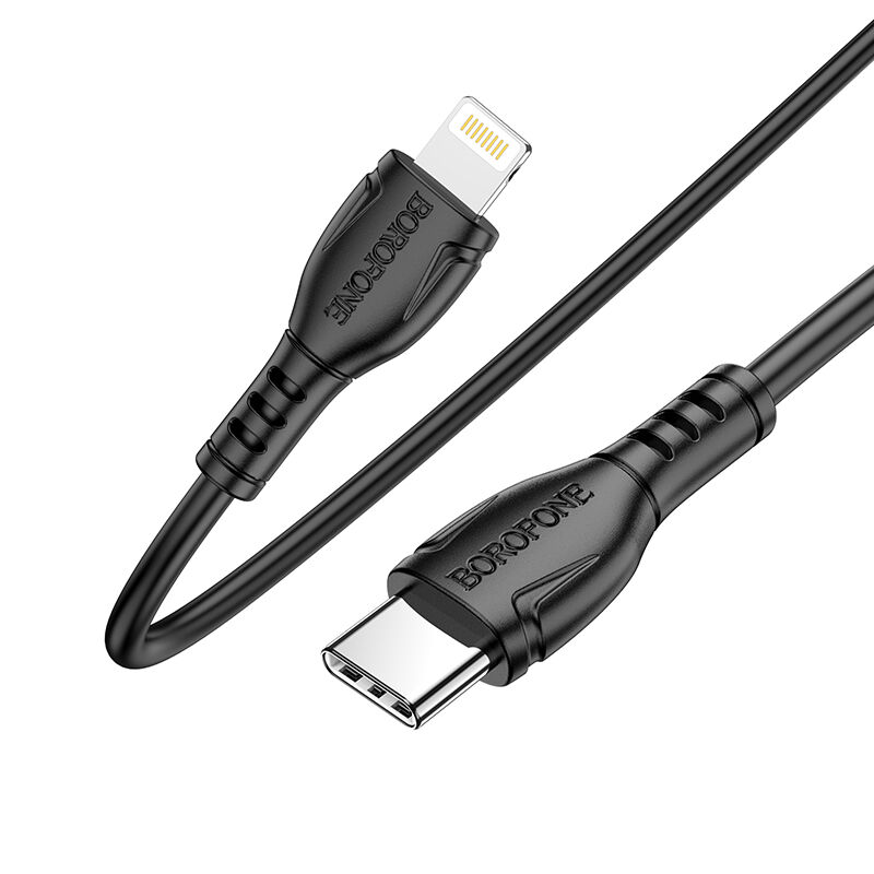 USB кабель шт.Type-C - шт.Lightning 1м, 2,4A силиконовый, чёрный BX51 "Borofone" 2