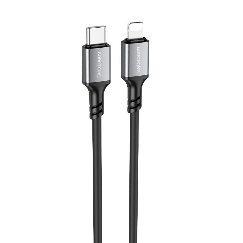 USB кабель шт.Type-C - шт.Lightning 1м, 3,0A силиконовый, чёрный BX83 "Borofone" 2