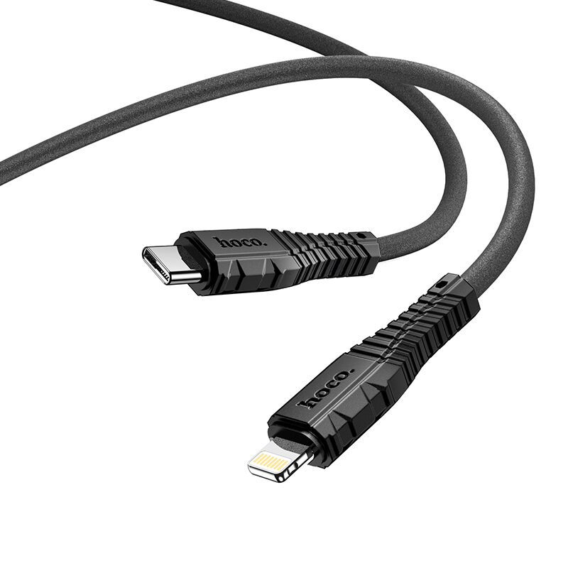 USB кабель шт.Type-C - шт.Lightning 1м, 3,0A 20W силиконовый, чёрный X67 "Hoco" 2
