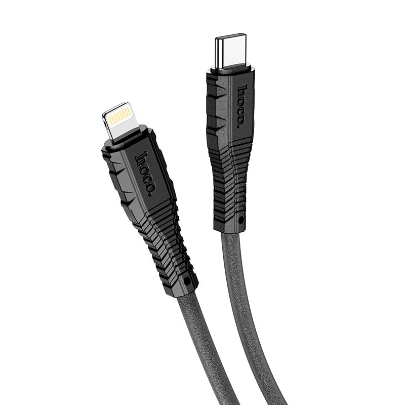 USB кабель шт.Type-C - шт.Lightning 1м, 3,0A 20W силиконовый, чёрный X67 "Hoco" 3