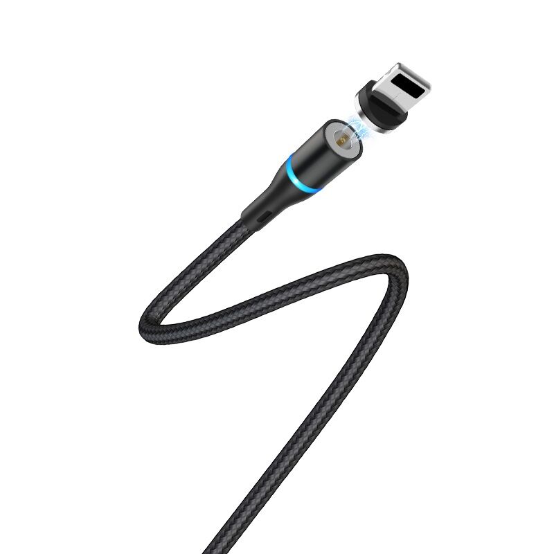 USB кабель шт.USB (A) - шт.Lightning 1,2м, 2,4А магнитный, тканевый, черный BU16 "BoroFone" 2