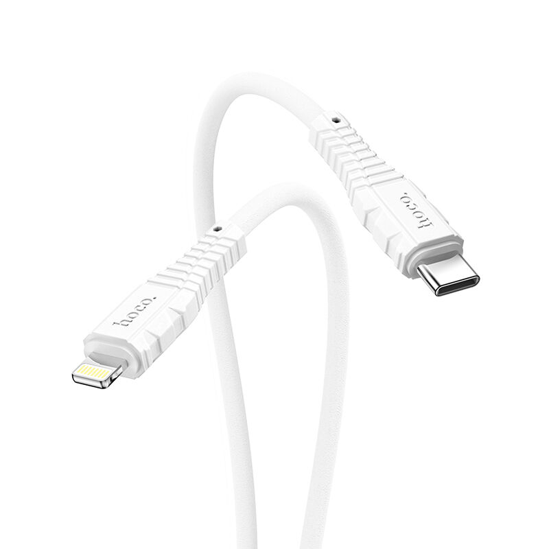 USB кабель шт.Type-C - шт.Lightning 1м, 3,0A 20W силиконовый, белый X67 "Hoco" 2