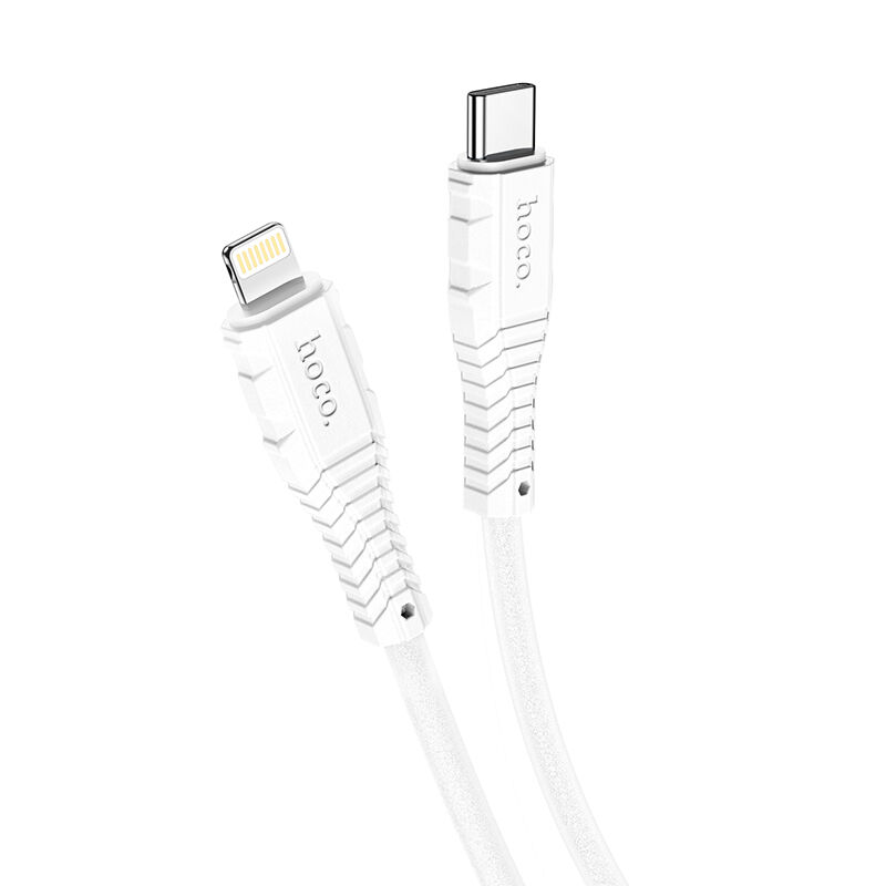 USB кабель шт.Type-C - шт.Lightning 1м, 3,0A 20W силиконовый, белый X67 "Hoco" 3