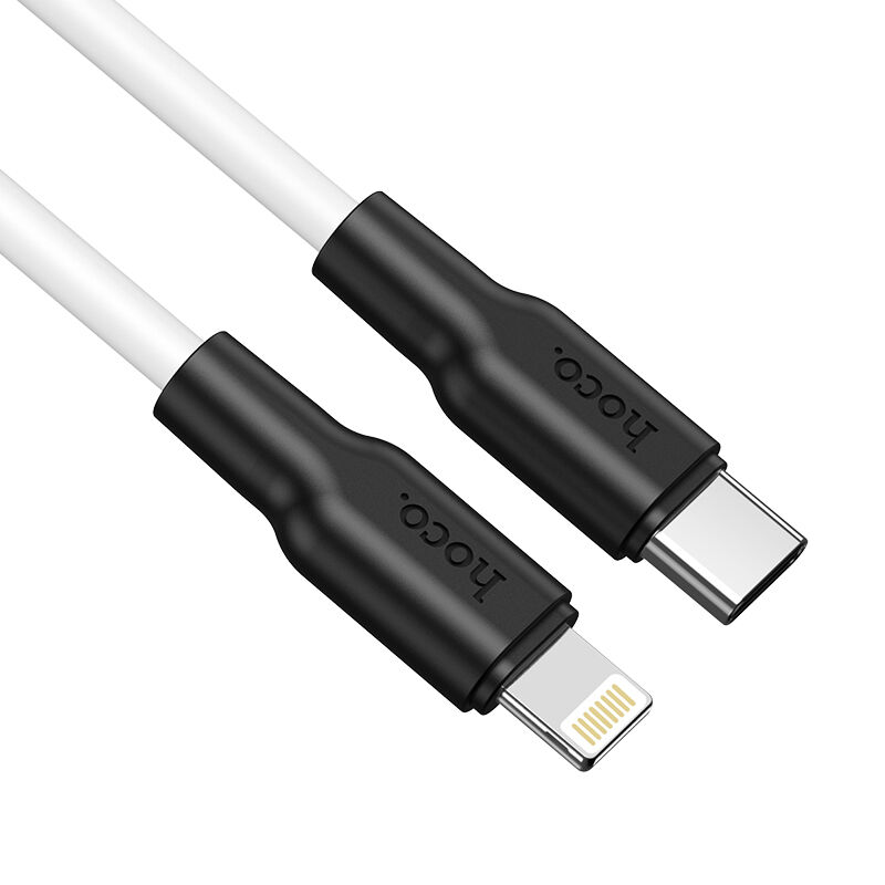 USB кабель шт.Type-C - шт.Lightning 1м, 3,0A силиконовый, белый X21 Plus "Hoco" 3