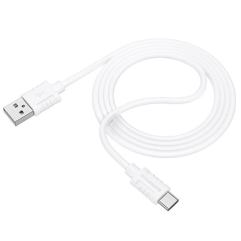 USB кабель шт.USB (A) - шт.Type-C "Borofone" BX52, 3,0А, 1.0м, силиконовый, белый 1