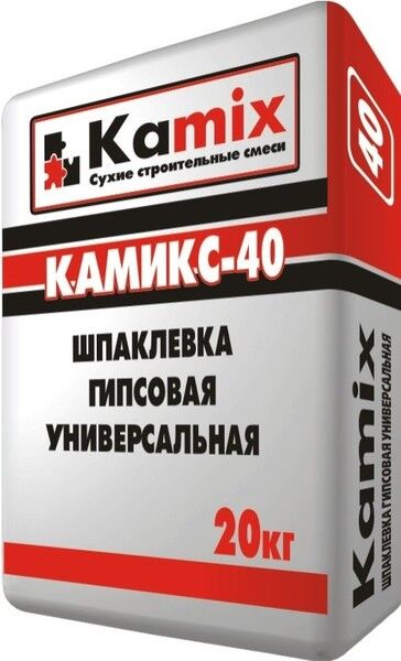 Шпаклевка КАМИКС-40 гипсовая универсальная белая 20 кг