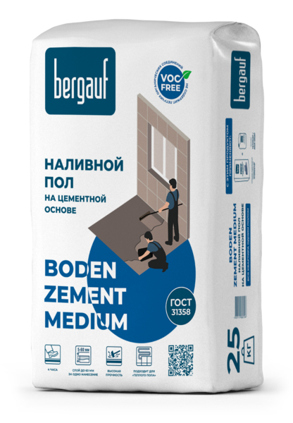Ровнитель для пола Bergauf Boden Zement Medium 25 кг