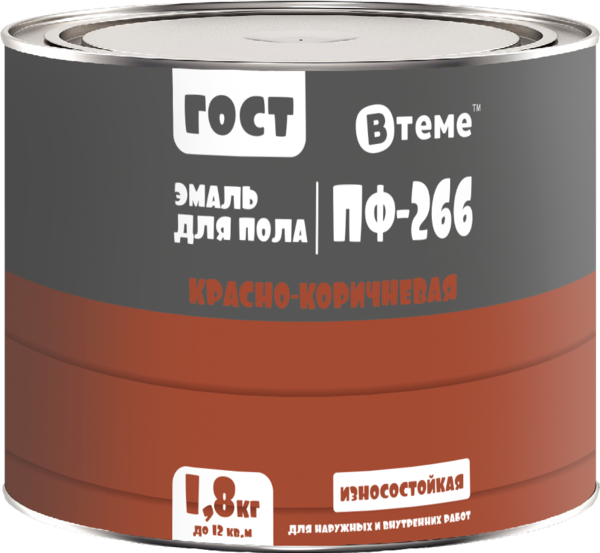Эмаль для пола ПФ-266 красно-коричневая 1,8 кг ТМ "ВТеме" Оптимист