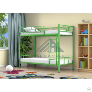 Металлическая двухъярусная кровать Премиум "Милена" 1900х800мм зеленая #1