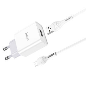 Адаптер постоянного тока Hoco C81A, 1гн.USB 5В,2,1А + кабель iPhone Lightning, белый 2