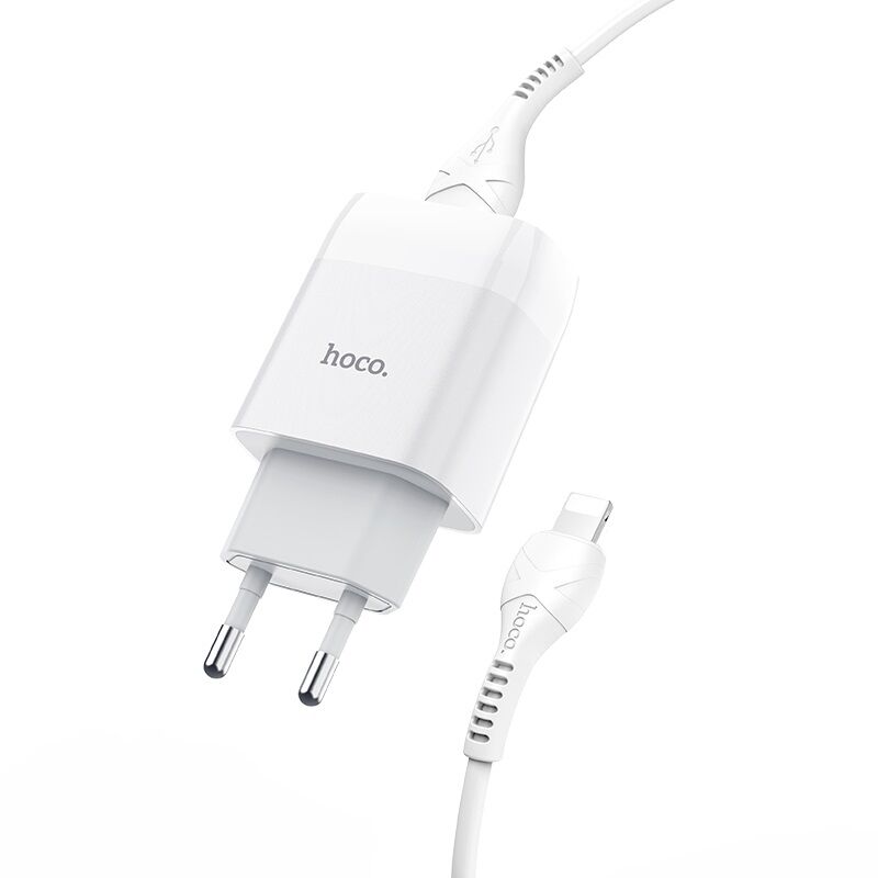 Адаптер постоянного тока Hoco C-73A, 2хUSB 5В,2,4А + кабель iPhone Lightning (белый) 3