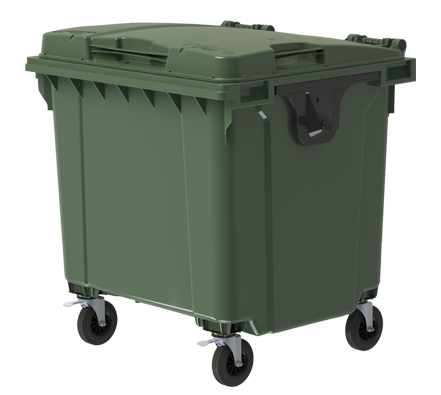 Контейнер для мусора на колесах 1100 л с крышкой (Зеленый)