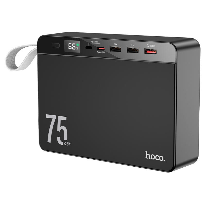 Портативный аккумулятор 75000mAh 2гн.USB 2,1A,1гн.USB 22,5W,гнType-C 20W (чёрный) "Hoco" J94 2