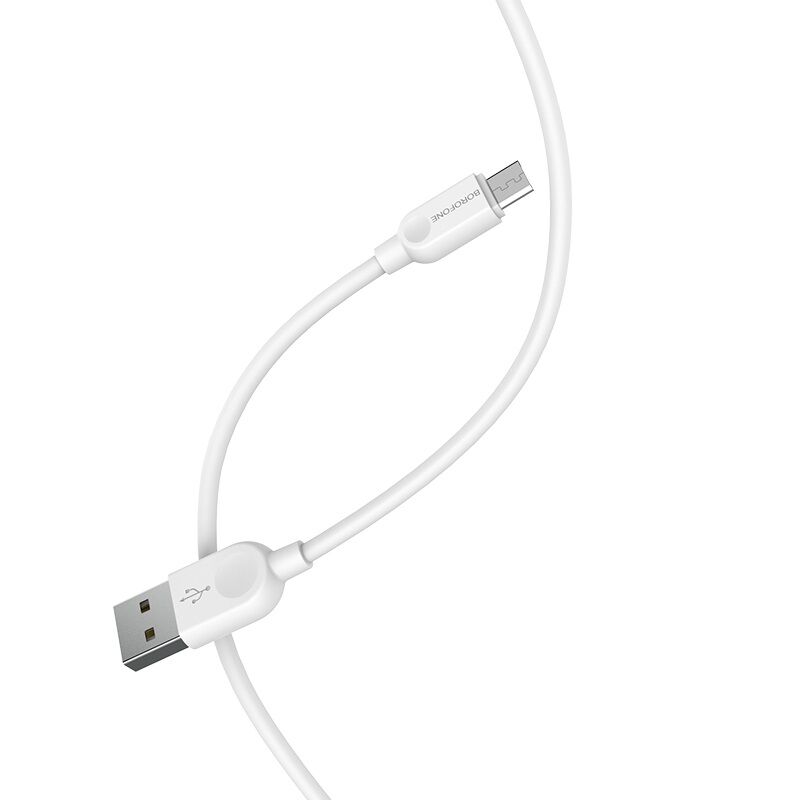 USB кабель для зарядки micro USB "BoroFone" BX14 (белый) 2,4A, 1м 3