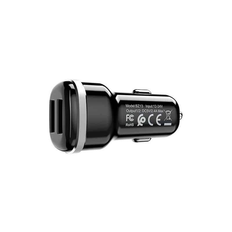 Автомобильный адаптер 2гн.USB 2,4A, черное BZ13 "Borofone" 2