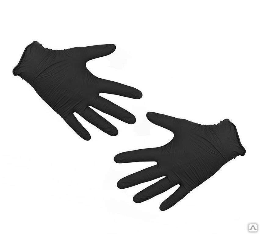 Перчатки виниловые L 100 шт (50пар) черный