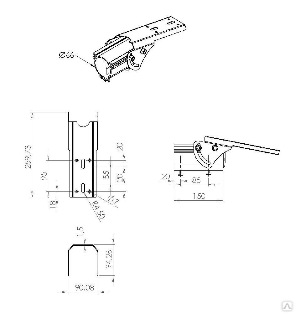 Кронштейн регулируемый консольный КРК-2 Lite
