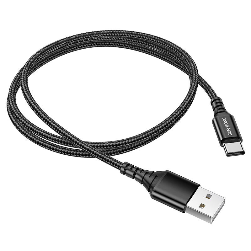 USB кабель шт.USB (A) - шт.Type-C "Borofone" BX54, 3,0А, 1.0м, тканевый, черный 2