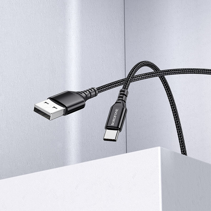 USB кабель шт.USB (A) - шт.Type-C "Borofone" BX54, 3,0А, 1.0м, тканевый, черный 3
