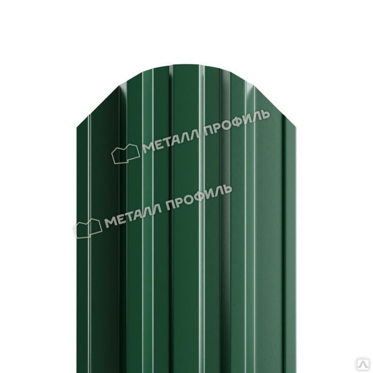 Штакетник металлический Trapeze Полиэстер 0.4 мм Зелёный мох закругленный