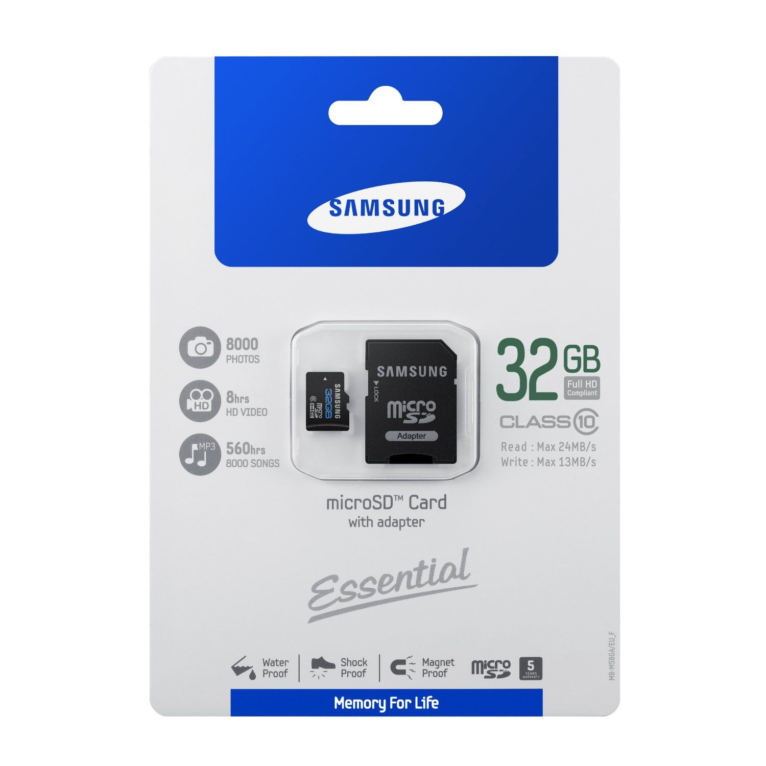 Карта памяти Samsung Essential MicroSDHC 32 Gb Class 10