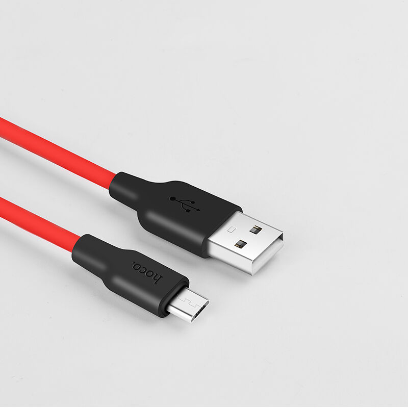USB кабель для зарядки micro USB "Hoco" X21 (особо прочный, красный) 2.0A, 1м 4