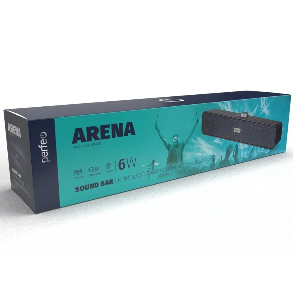 Колонка-саундбар Perfeo 2.0 "ARENA", мощность 6 Вт, USB, "графит" #1