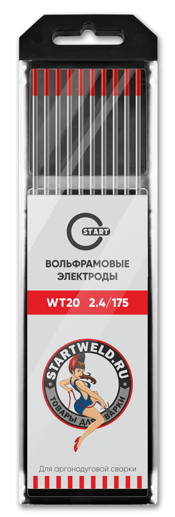 Вольфрамовый электрод WT 20 2.4х175 (красный) WT2024175