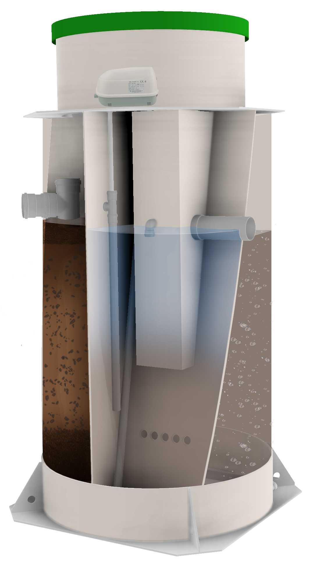 Автономная канализация ТВЕРЬ PRO 0,5 Надежная и компактная станция очистки в вертикальном исполнении.