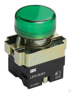 Индикатор LAY5-BU63 зеленого цвета диам. 22мм IEK 