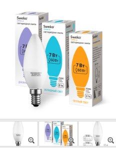 Лампа светодиодная Sweko 42LED-C35-7W-230-4000K-Е14, "свеча матовая"