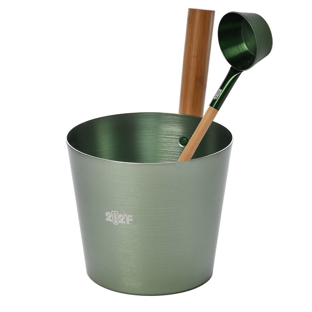 Набор для сауны OXY-M Dark Green 2 (ушат 5 литров, черпак 33 см, ручка бамбук)